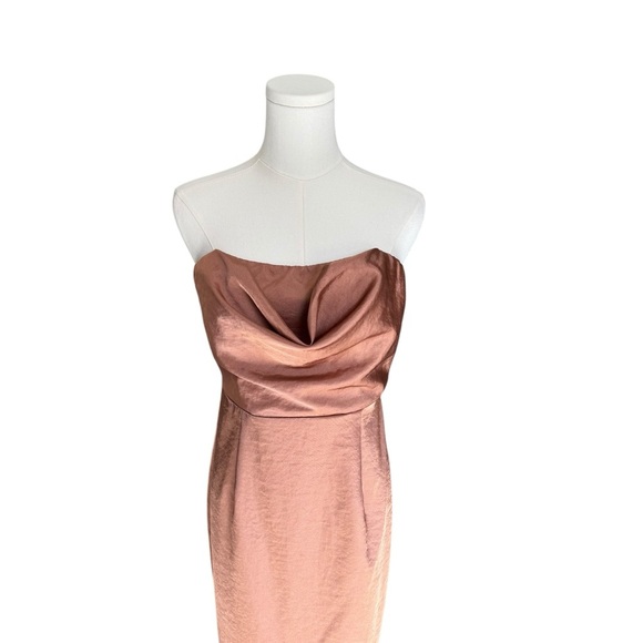 SuperDown x Revolve - Farah Satin Strapless Maxi Dress in Copper Sz M - Picture 3 of 9
